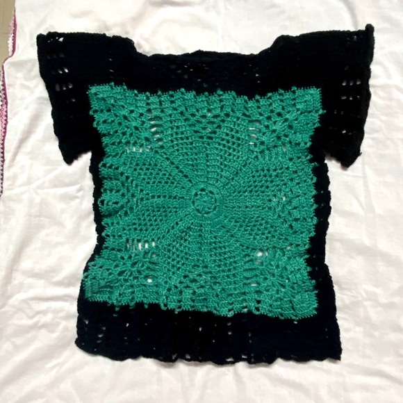 Acrylic Woolen Pullover Top for Woman (Sea Green and Black, Large) - Picture 5 of 9